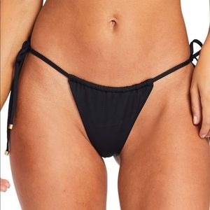 Vitamin A Milana Tie Side Brazilian Bikini Bottom in Black- Size Small